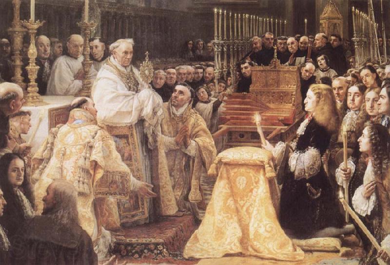 COELLO, Claudio Charles II Adoring the St Sacrament